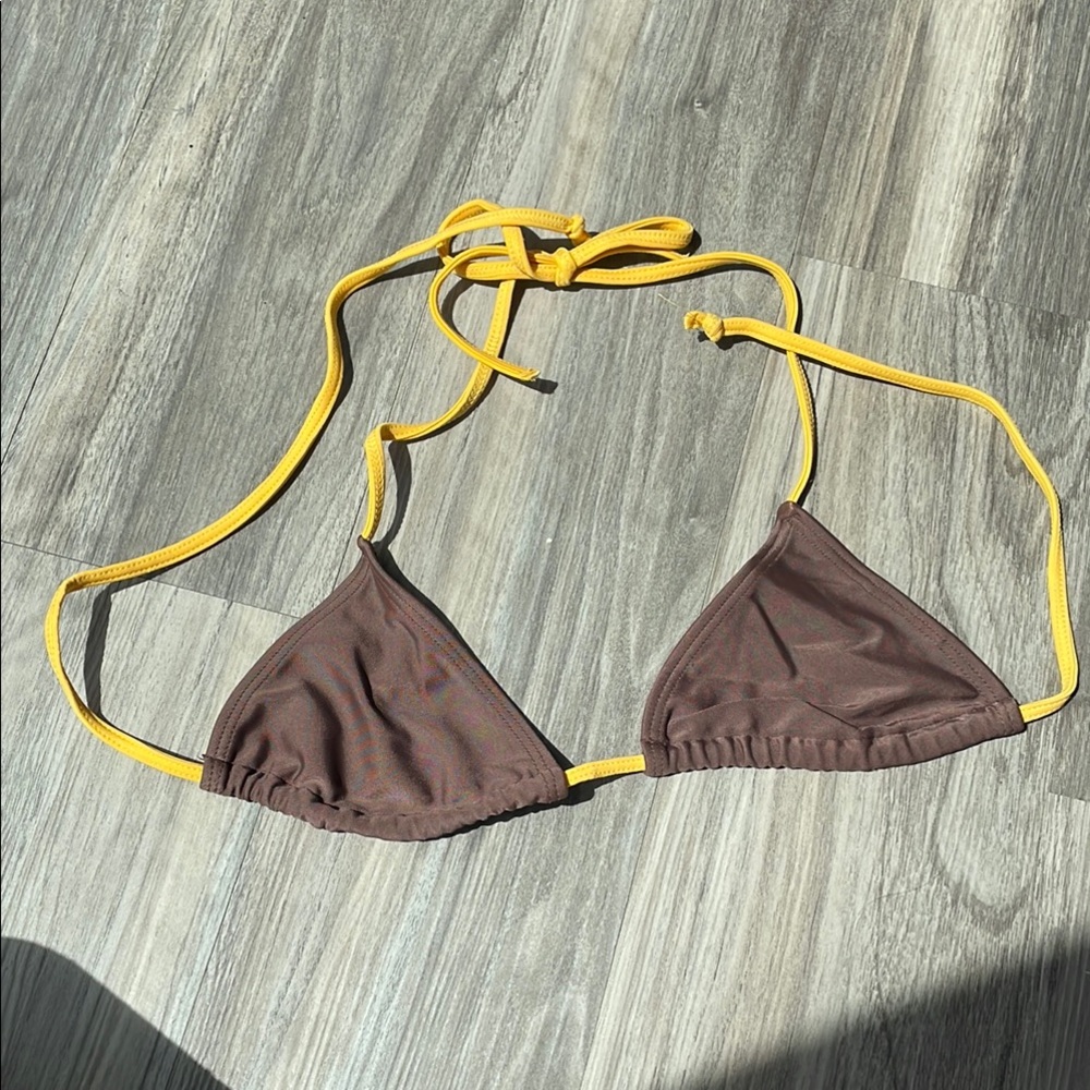 Brown and Yellow Triangle Bikini Top